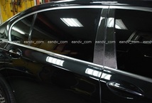 即納BMW7シリーズF01 f02前期&後期 本物リアル綾織ブラック艶有カーボン ウインドー窓 ピラー支柱カバー トリム6P set /エアロ スポイラー_画像1