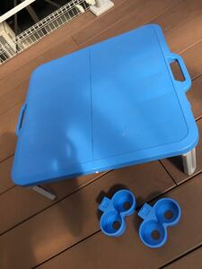 折りたたみピクニックテーブル ドリンクホルダー付 60x60x22