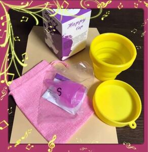 【洗浄カップ 簡易袋 箱付き】★新品 未使用未開封 月経カップL★イエロー
