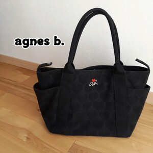 agnes b. ハート柄 トートバッグ ブラック