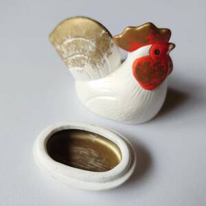 福寿鶏 香合 橘光作 鶏 にわとり ニワトリ 茶道具 全長約6.8cm 桐箱入り　【2455】【b】