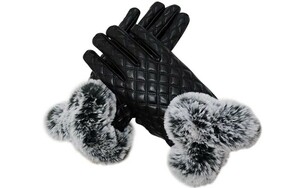  new goods leather glove black black * outside leather . cold .. shut out * inside side ..... fleece style . comfortable and warm patch panel correspondence 