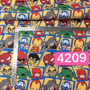 4209/Marvelマーベル 撥水加工 厚手布生地 ハギレ ハンドメイド