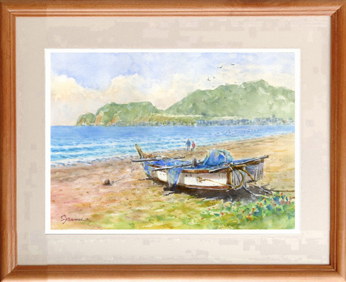 ★Aquarelle★Peinture originale Yugahama/Kamakura #473, peinture, aquarelle, Nature, Peinture de paysage