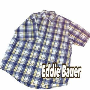 台湾製【Eddie Bauer】エディバウアー チェック柄シャツ 大きめM 