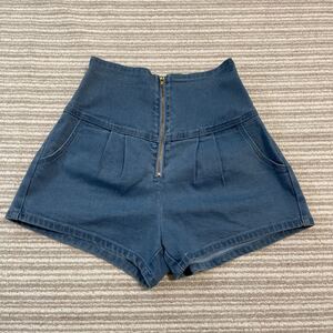 デニムハイウエストショートパンツ