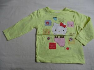 BC447【HELLO KITTY】ハローキティー　プリント　長袖　Tシャツ　女児　黄　90