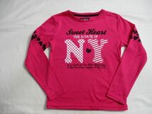 BC641【I?NY】アイ・ラブ・ニューヨーク　プリント　長袖　Tシャツ　女児　赤　130_画像1