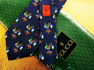 №Ｒ0908♪良品 ♪グッチ ＧＵＣＣＩ【旗・錨イカリ】ネクタイ★