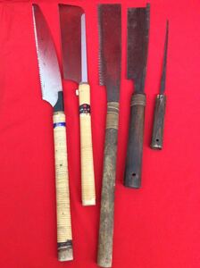 時代物 【 片刃鋸 】 銘 在銘 胴付鋸 廻し引き鋸 纏めて 中古品 木樵 山師 林業 大工 職人 本職 古道具 古民具