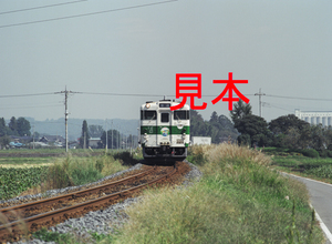 鉄道写真、645ネガデータ、137071710009、キハ40系（1009）（烏山線全線祝開通80周年ヘッドマーク）JR烏山線、下野花岡～宝積寺2003.10.02