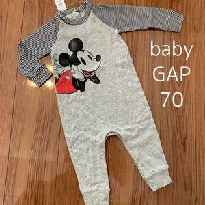 【新品】baby GAP ベビーギャップ Disney ディズニー ミッキー 長袖 ボディオール カバーオール 薄手 70cm