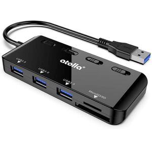 USB3.0ハブ sdカードリーダー、3ポートusb hub 3.0 + SD・microSDカードリーダー、
