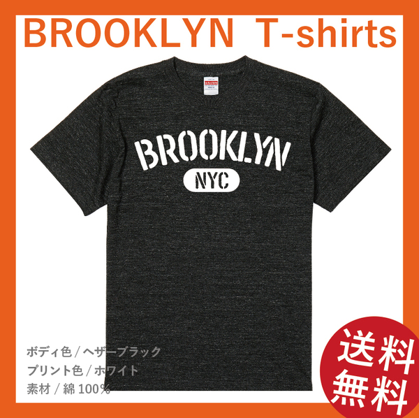 BROOKLYN　アーチTシャツ　Mサイズ　ヘザーブラック×ホワイト