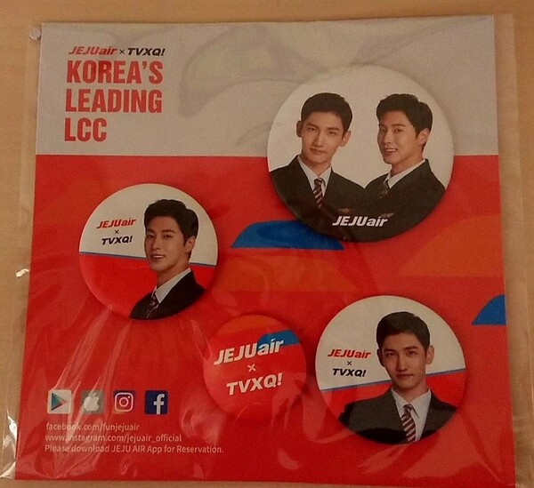 東方神起 チェジュ航空 缶バッジ ユノ&チャンミン