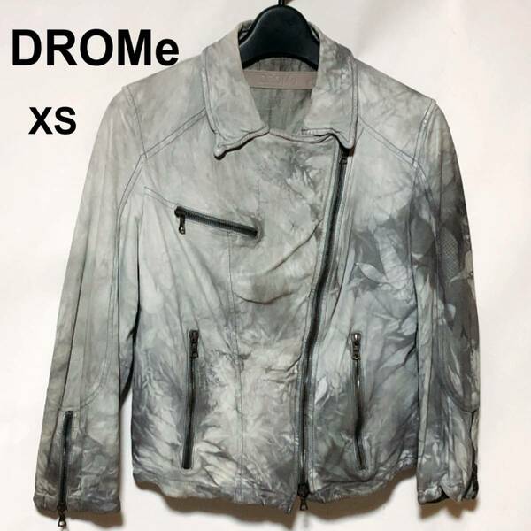 DROMe ラムレザー ライダース XS/ドローム 製品染め 花柄 羊革