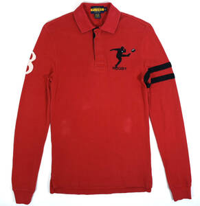 RUGBY RALPH LAUREN регби Ralph Lauren рубашка-поло тянуть over длинный рукав XS вышивка красный 