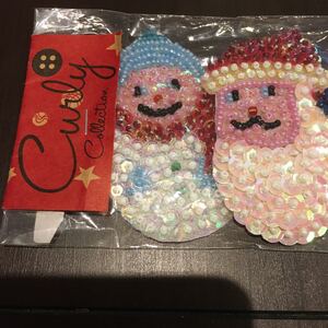 カーリーコレクション スパンコール ビーズ ワッペン サンタクロース 雪だるま スノーマン クリスマス
