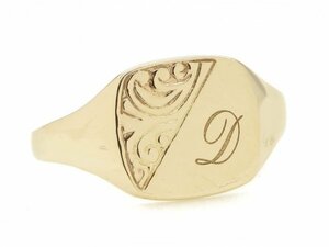  Vintage Britain 9CT Gold initial square sig net ring 9 pure gold England made hole Mark bar min chewing gum signet ring 