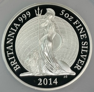 【 最高鑑定 】 イギリス 2014 ブリタニア 10ポンド 5オンス 銀貨 NGC PF70 シルバー アンティーク コイン 箱付 ウナ ライオン