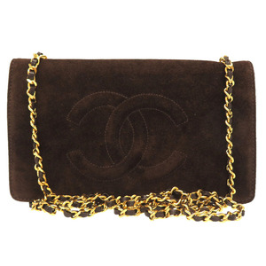 Chanel Suede Brown 3rd Gold Chain Wallet Bolso de hombro vintage Coco Mark Purse 0194 CHANEL Suede, chanel, Bolso, bolso, Bolsa de hombro