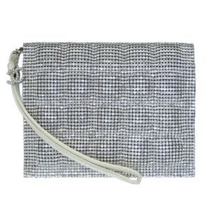 Buen estado Chanel Rhinestone Clutch Bag Swarovski / Leather Silver Second Bag 0070 CHANEL, chanel, Bolso, bolso, Segunda bolsa