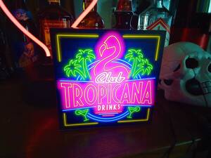  american Hawaii flamingo tropical drink Nankoku Cafe bar snack light BOX lamp signboard ornament TROPICANA illumination signboard lightning signboard 