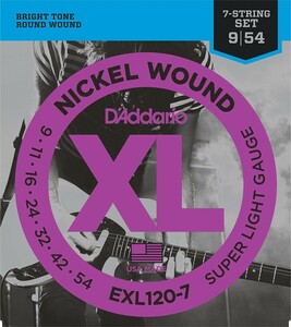 D'Addario ダダリオ エレキギター弦 ニッケル SuperLight 7弦 .009-.054 EXL120-7 【国内正規品】