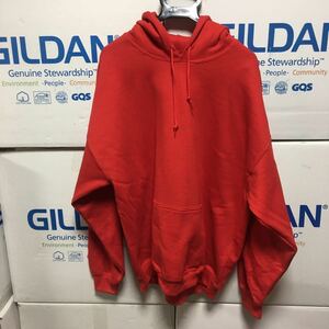 GILDAN レッド M 赤 プルオーバー 8.0oz スウェット パーカー カブリパーカー フーディー ギルダン 無地 長袖 裏起毛 フード ☆