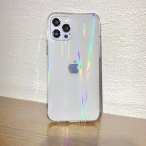 01 iPhone 12 全機種 透明 ケース オーロラ シリコン 
