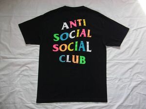★ ANTI SOCIAL SOCIAL CLUB アンチソーシャルソーシャルクラブ レインボー ロゴ Tシャツ sizeL 黒 USA製 ★古着 ASSC RAINBOW BLACK TEE