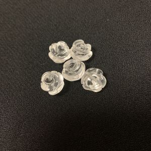 天然石水晶ハンドメイドパーツ薔薇 5個