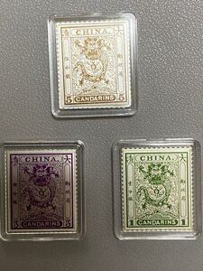 中国切手 純銀製大清郵票 龍票 官製南京造幣有限公司 計6g 希少レア 中國古切手 純銀保証