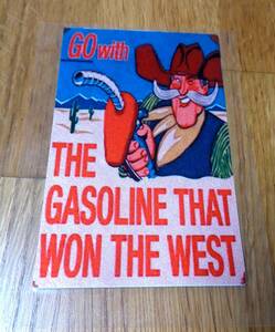 縦型◎◇◆新品　Go with THE GASOLINE THAT WON THE WEST　ガソリン　カウボーイヒゲおじさん　給油　ステッカー　シール■防水◎自動車