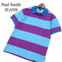 Paul Smith JEANS ポールスミス ジーンズ 春夏 シマウマ★ 半袖 ボーダー 鹿の子 ポロシャツ Sz.M　メンズ　A1T07752_6#A_画像1