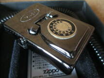 ZIPPO 『telephone 電話機 ダイヤル式黒電話 昭和レトロ』2008年3月製造 三角カン コード オイルライター ジッポ－ 廃版激レア 未使用品_画像2