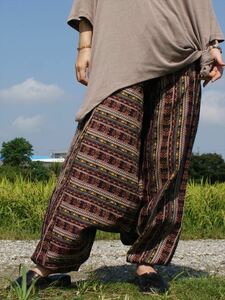  ethnic sarouel pants cotton woven cloth .. feeling less including carriage * new goods H* thick material u- Ben Asian yoga unisex 