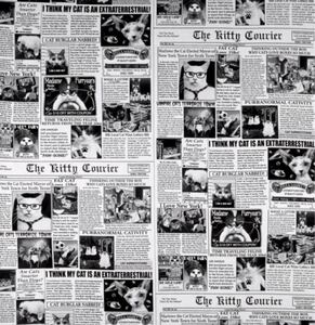 Timeless Treasures生地 Cat News Newsprint