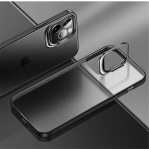 iPhone11透明TPUケース スタンド機能 レンズ保護 ブラック