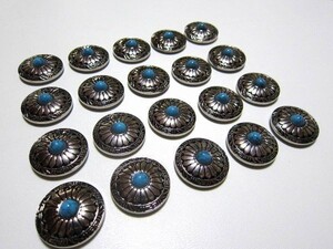 ターコイズ風コンチョ ブルー 30mm ネジ式 20個セット