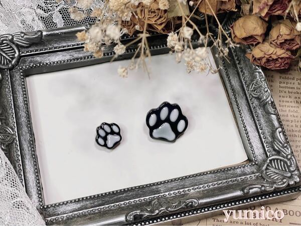 肉球(大&小) 猫　イヤリング　ピアス　ハンドメイド