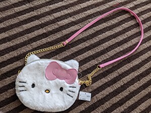 ハローキティ顔型ポーチ ふわふわキティちゃん ショルダーバッグ ポシェット クラッチ ベルト調整 H&M