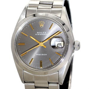 ヴィンテージ ロレックス ROLEX オイスターデイト 6694 手巻き グレー文字盤 ゴールドインデックス メンズ腕時計