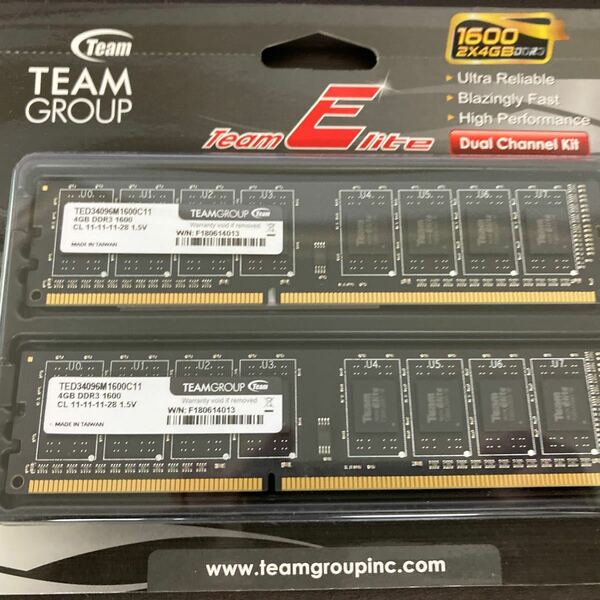 【新品】Team 8GB(4GBx2) DDR3 1600MHz(PC3-12800)｜TED38192M1600C11DCメモリ