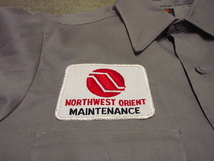 ビンテージ70's●Northwest Orient Airlines Maintenance Leeワークシャツグレーsize M●210903r5-m-lssh-wk古着リー_画像6