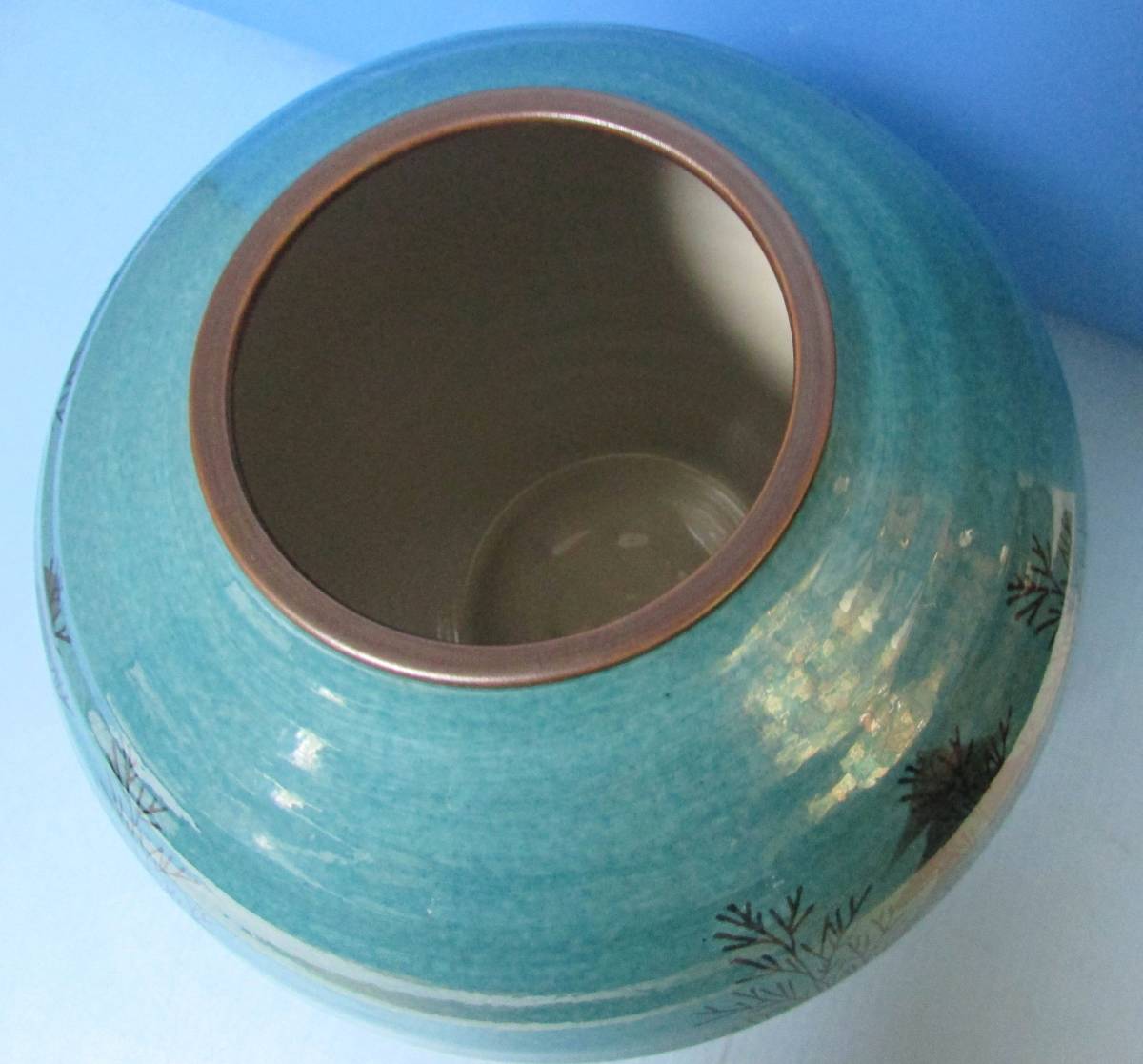 九谷焼敏鳳(九谷/敏鳳】花瓶花入壺樹林文様胴径:(約20㎝xH19.5