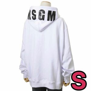 新品　MSGM フードパーカー プルオーバーパーカー　ホワイト　白　 フーディー スウェットパーカー　オーバーサイズ　S 可愛い