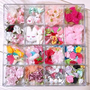 ☆大量☆お得☆可愛いデコパーツアソート☆うさぎ☆ハート☆フラワー☆いちご☆ハンドメイド☆ヘアゴム☆センターパーツ☆プラパーツ☆