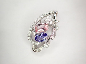  beautiful goods Pt900 tanzanite ×moruga Night × diamond design pendant top 