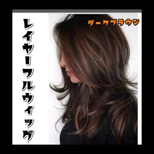 ★SALE★ウィッグ ストレート メッシュダークブラウン レイヤースタイル フルウィッグ